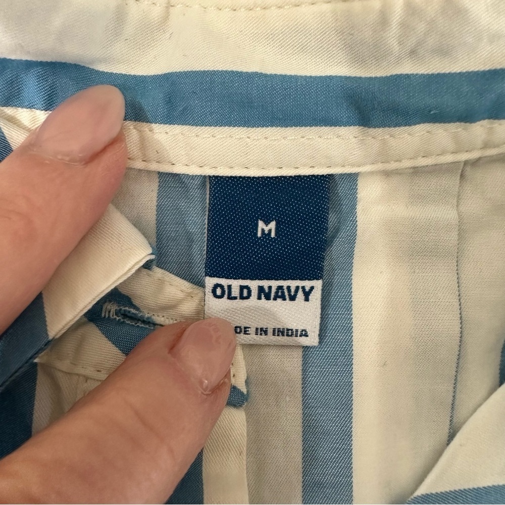 Old Navy Swing Shirtdress White blue stripe nautical short sleeve - Picture 8 of 10